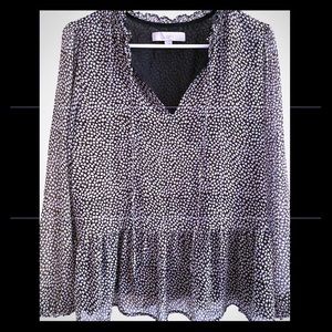 LOFT chiffon peplum long sleeve boho top